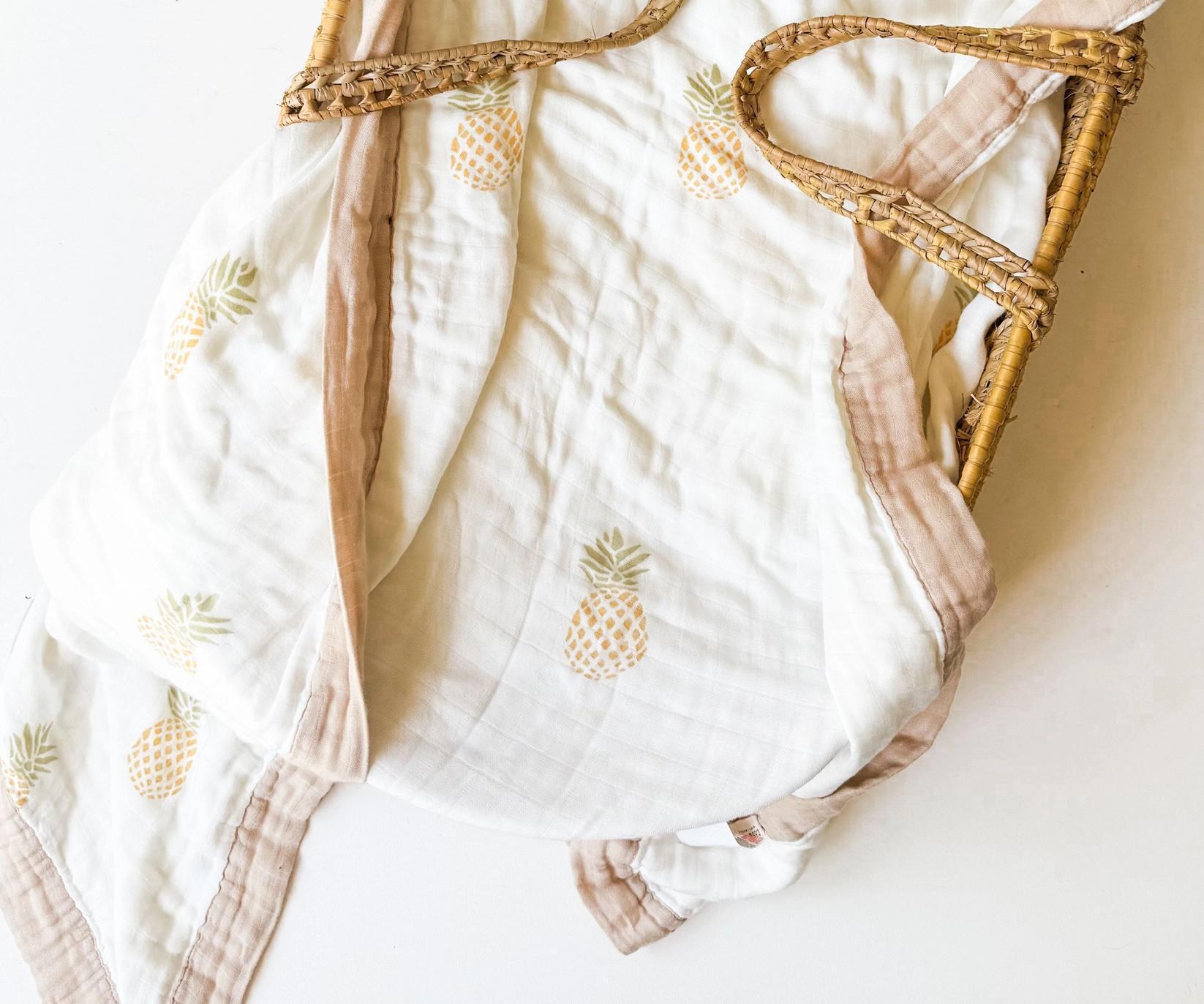 Pineapple Print Bamboo Blanket