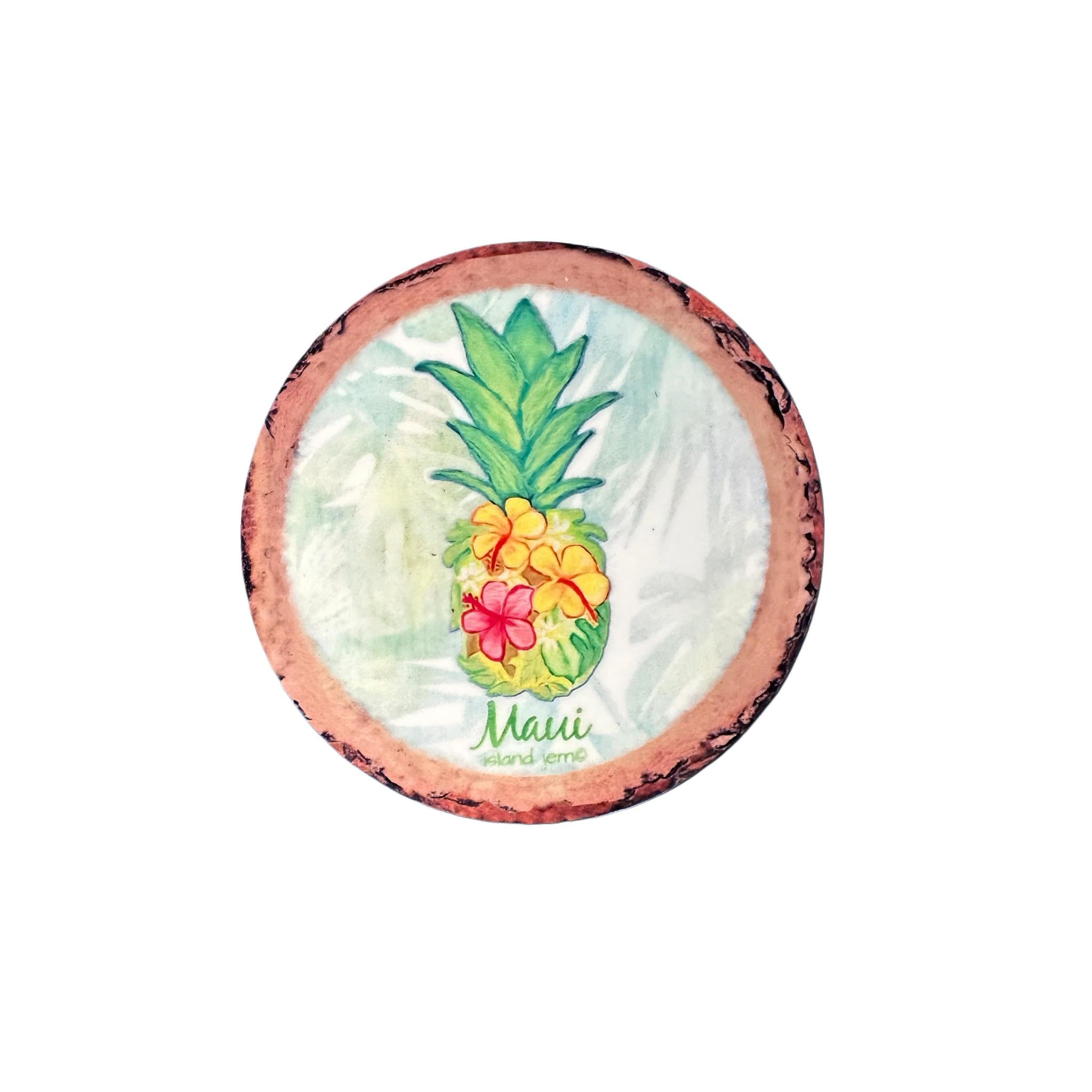Pineapple Bloom Wood Magnet