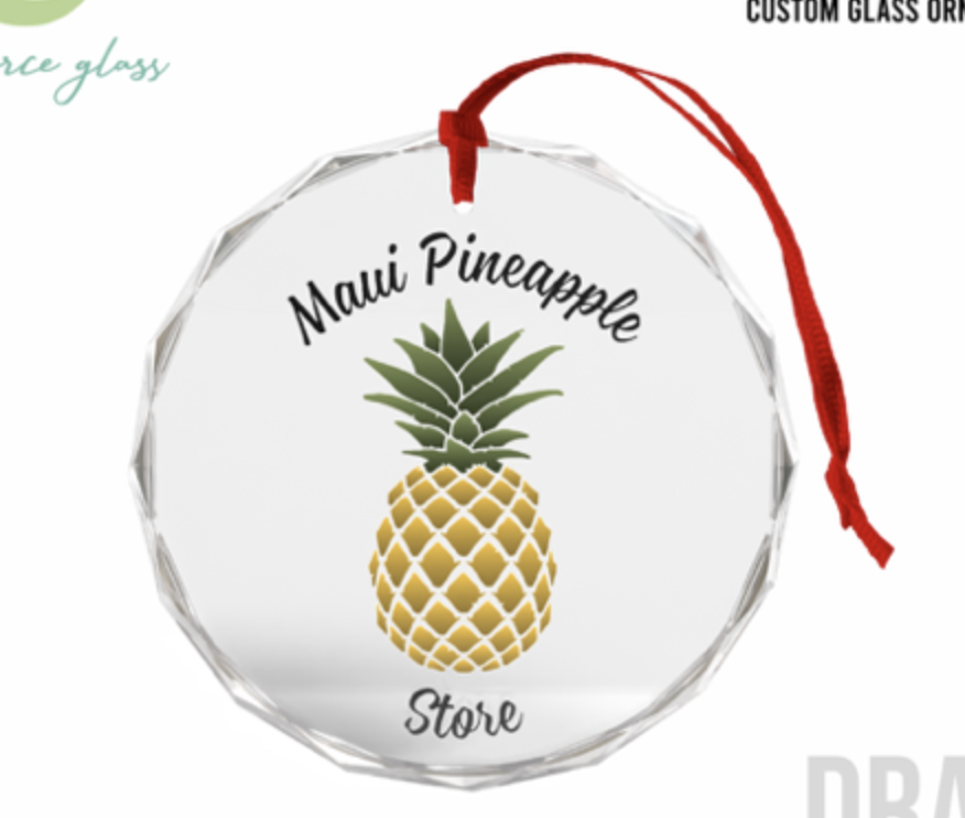 Maui Pineapple Store Glass Ornament