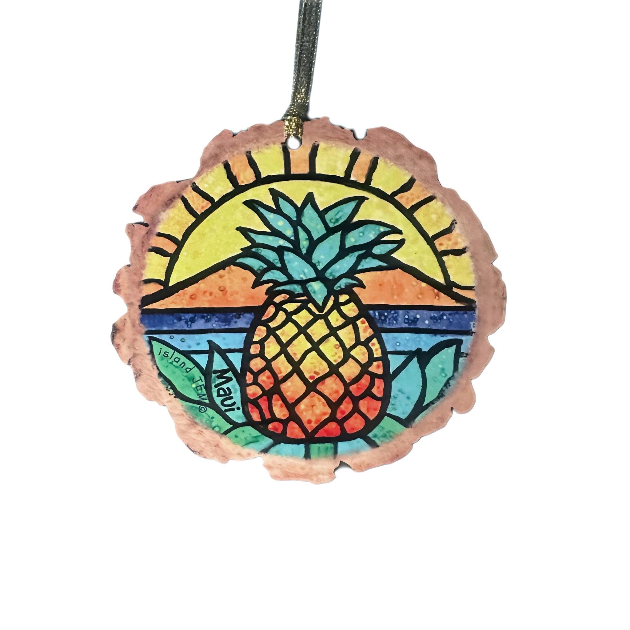 Island Pineapple Wood Ornament