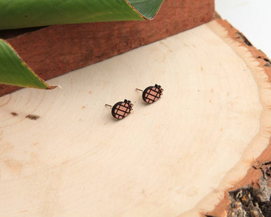MOKU - Pineapple Wood Stud Earrings