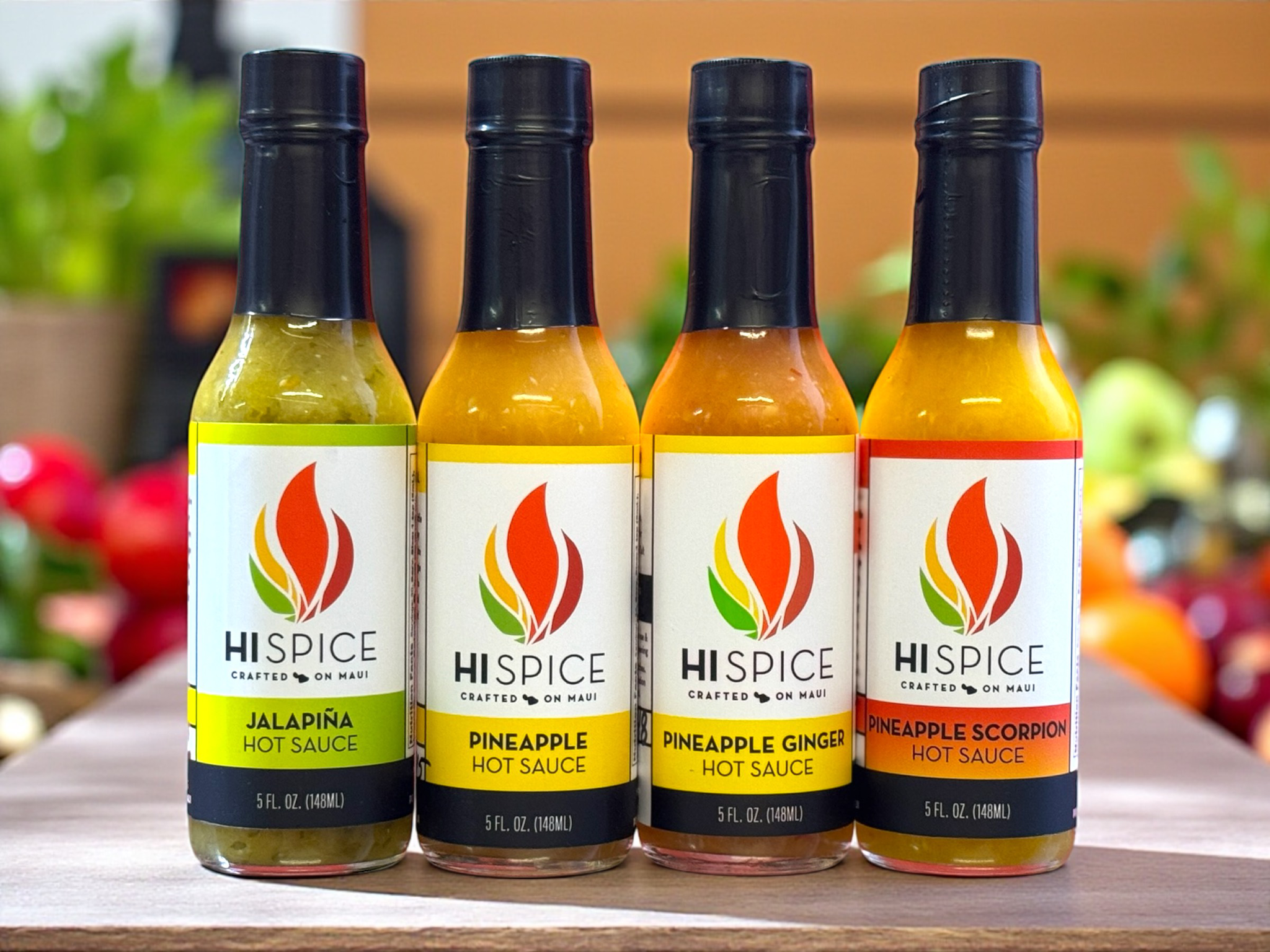 HI Spice 4 Pack of Pineapple Hot Sauces