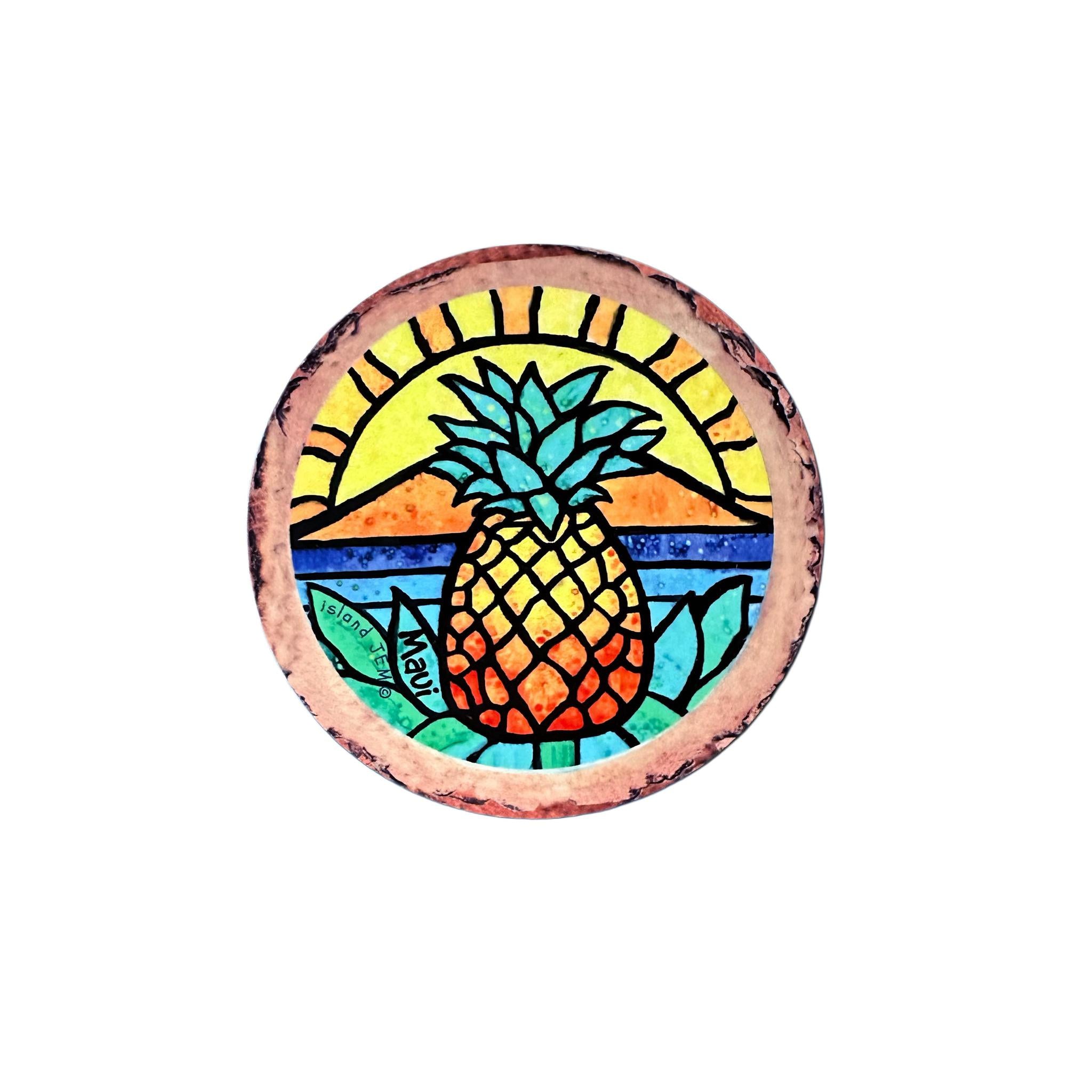 Island Pineapple Wood Magnet