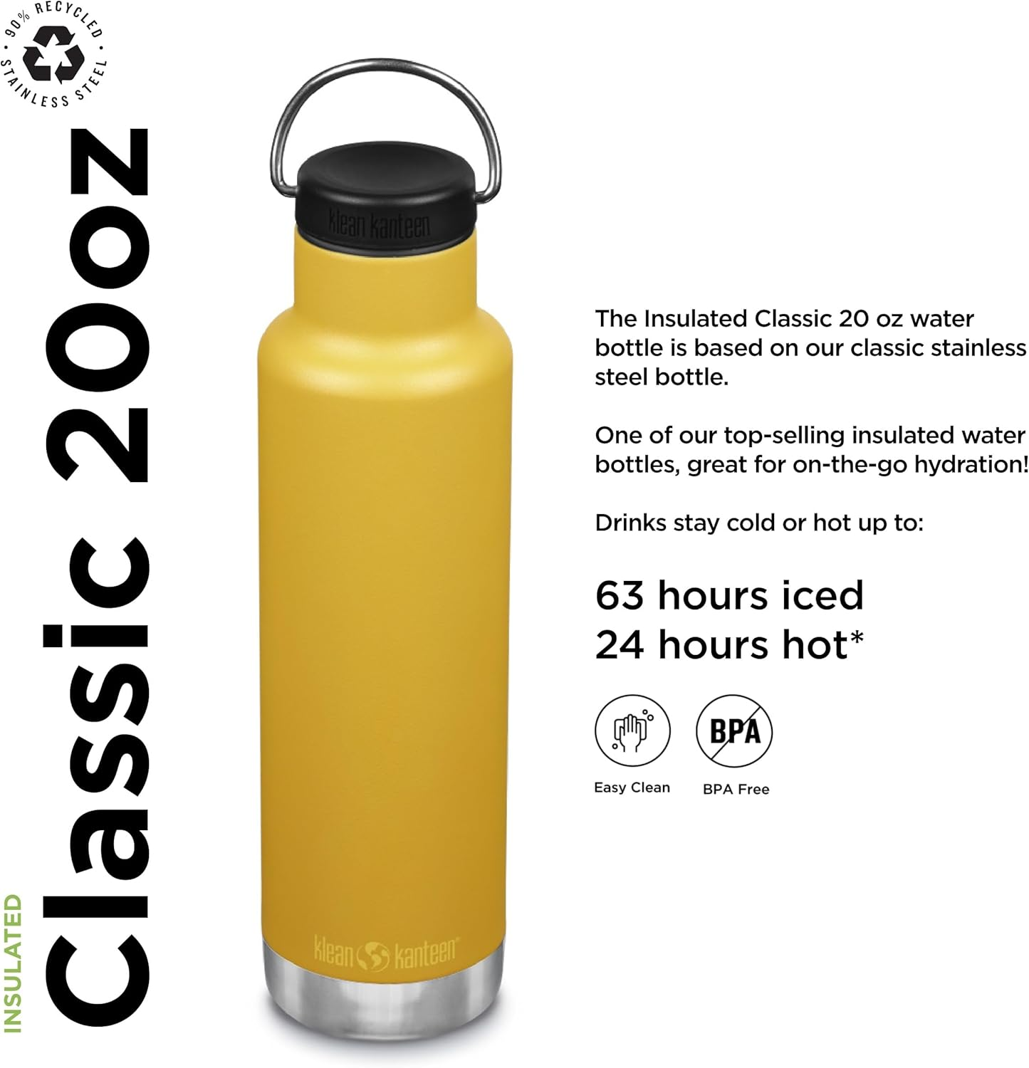 Maui Gold 20 oz Insulated Water Bottle