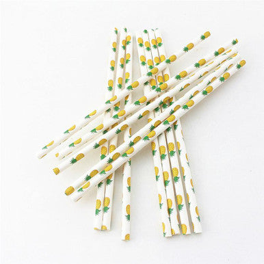 Paper Straws (Pack of 25 Count) - Pineapple Print