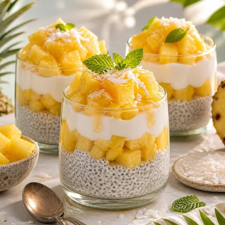 Maui Gold Pineapple Coconut Chia Parfaits