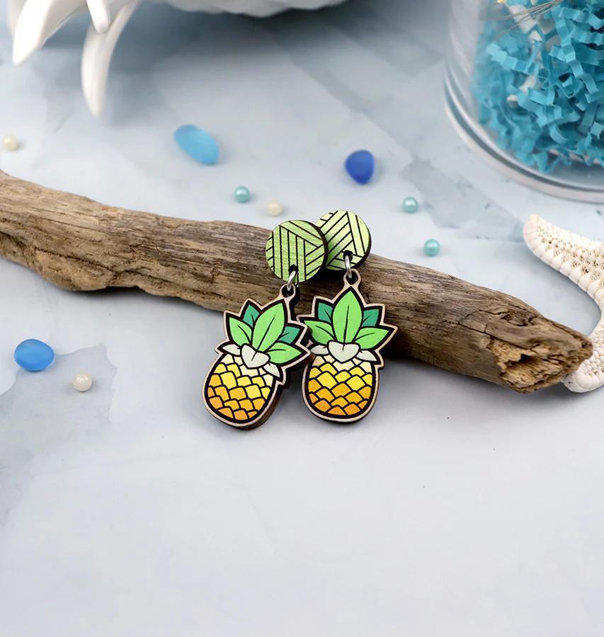 Ombre Pineapple Charm Earrings