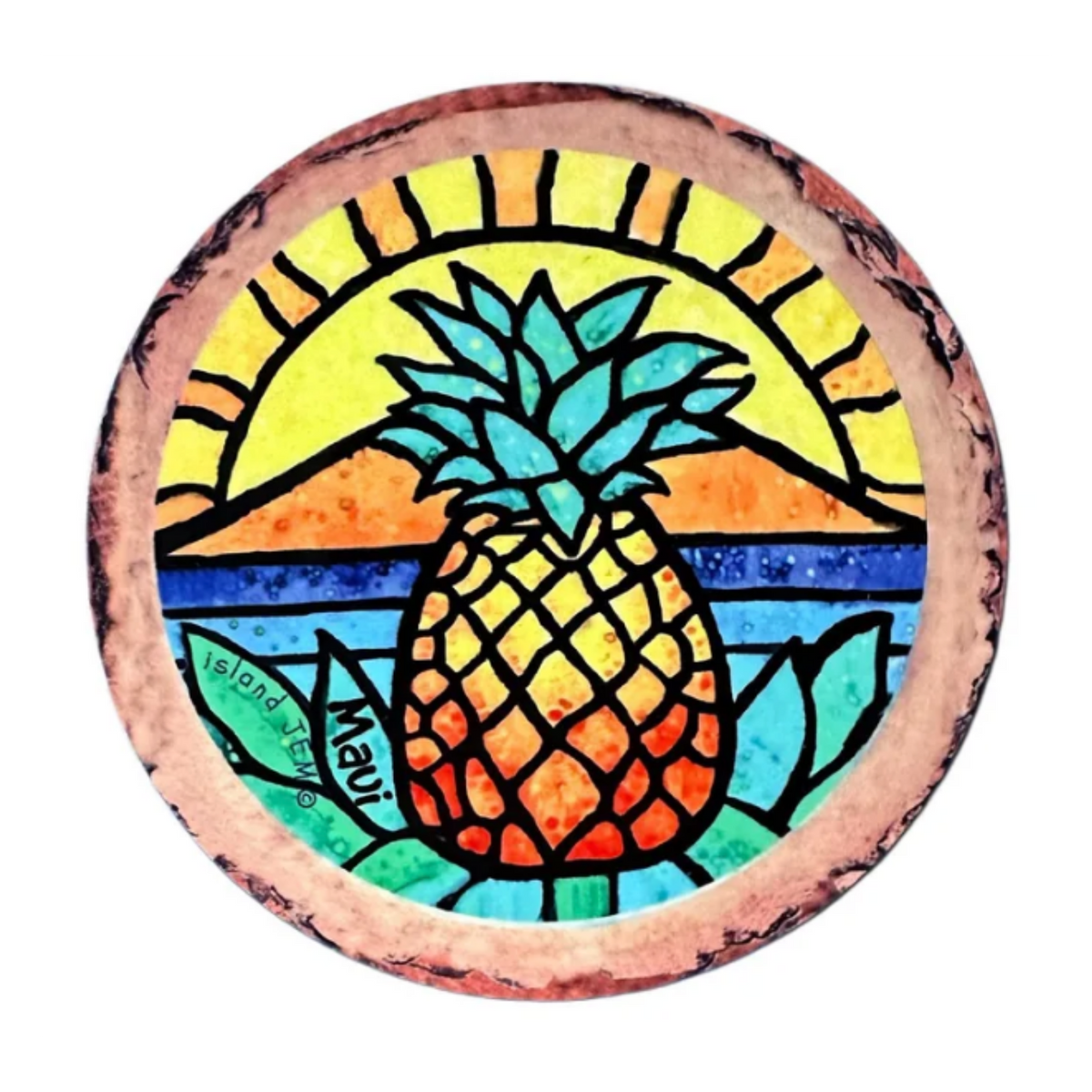 Island Pineapple Wood Magnet
