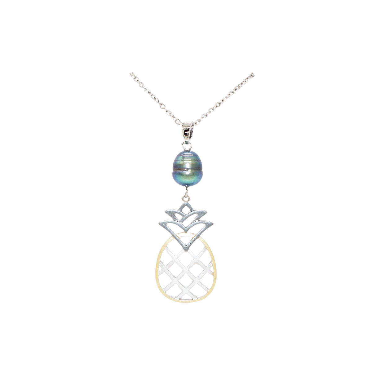 Tri-Color Copper Freshwater Pearl Necklace Pineapple (Black)