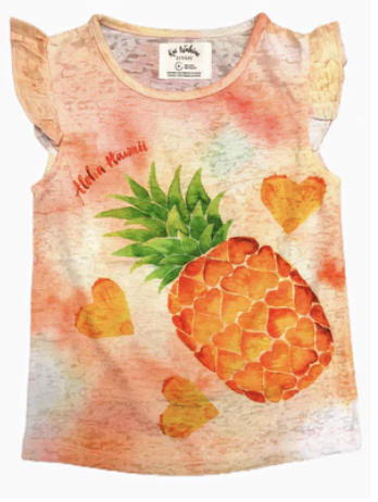 Kai Wahine Designs Keiki Tee Heart Pineapple