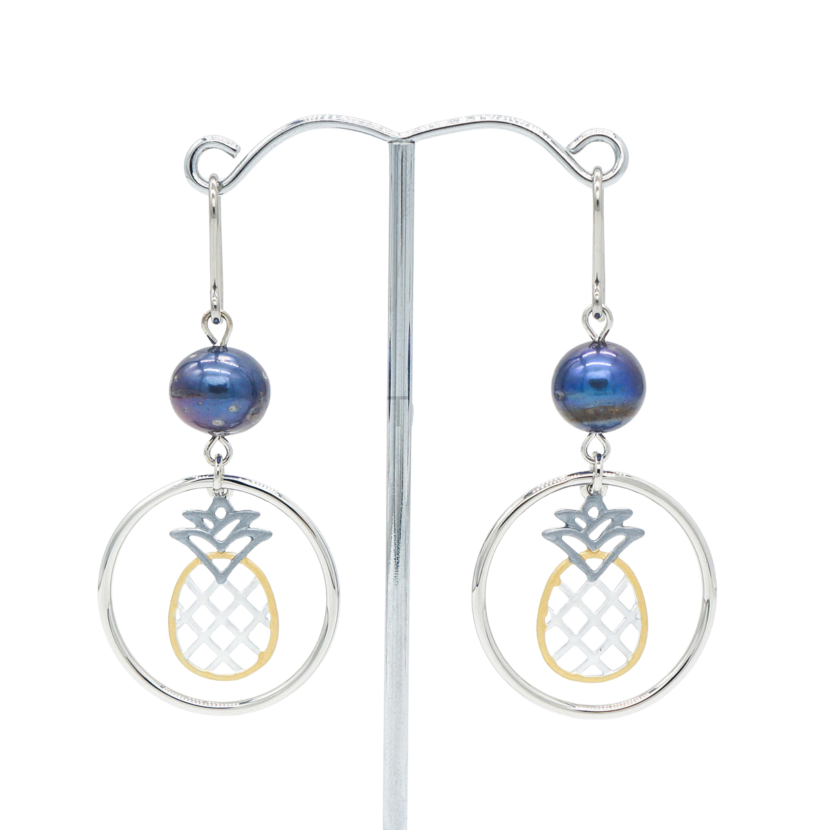 Tri-Color Black Pearl Earrings - Pineapple