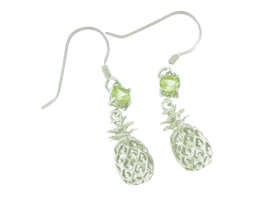 Stearling Silve Peridot Pineapple Earrings