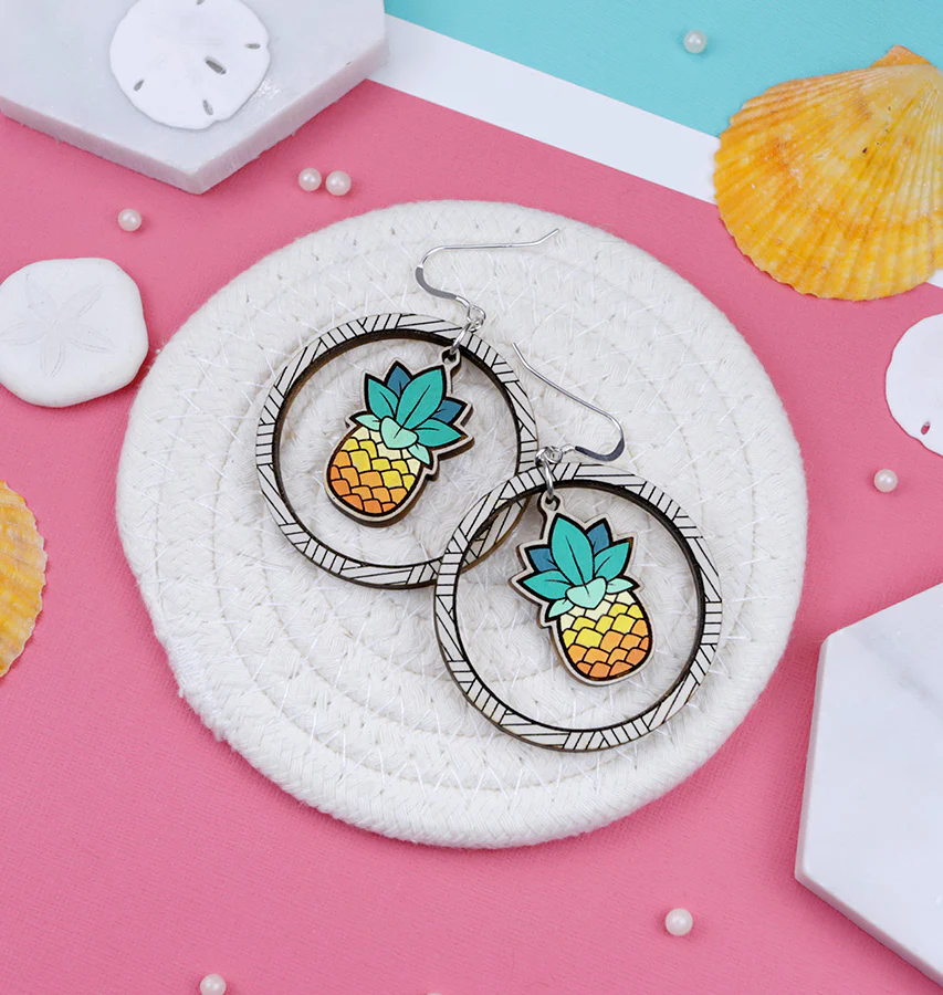 Ombre Pineapple Hoop Earrings